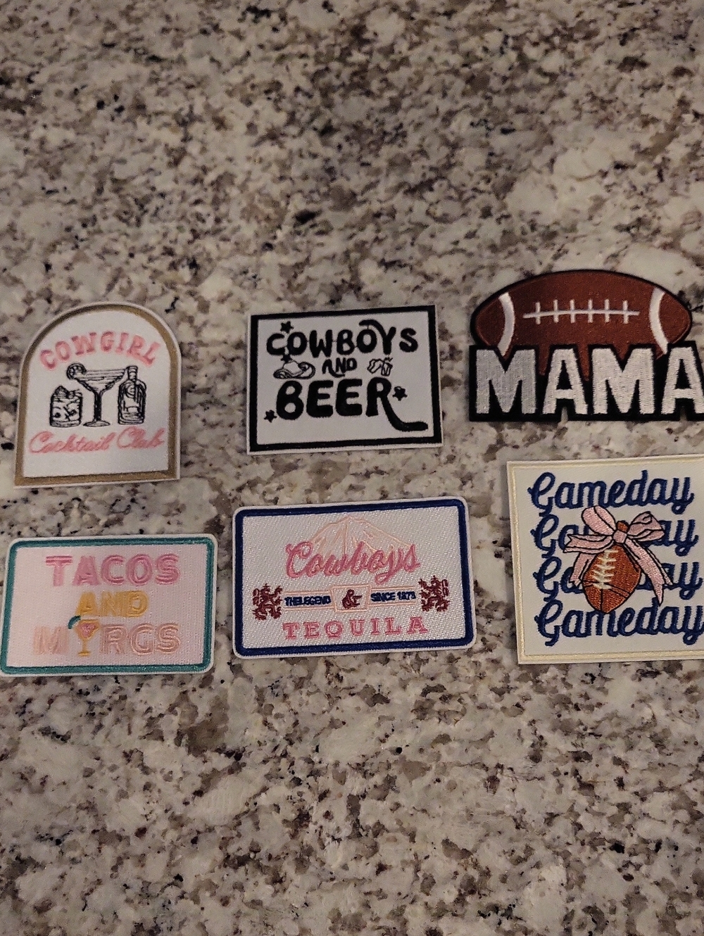Assorted Embroidered Patches - Cowgirl, Cowboys & Beer, Gameday, Tacos